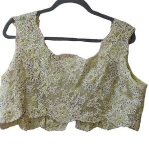 Vintage Yellow Floral Beaded Lace Bustier Top